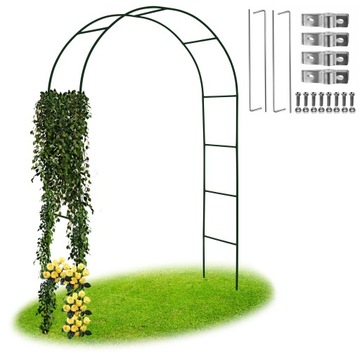 PERGOLA OGRODOWA METALOWA ŁUK ŁUKOWA DO RÓŻ KWIATÓW PNĄCZ 240 cm + KOTWY