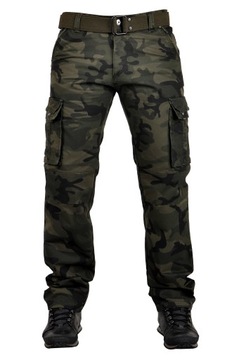 it096-9 р. 31 РАБОЧИЕ БРЮКИ-КАРГО, СВОБОДНЫЙ ПОЯС, КАМУФЛЯЖ.