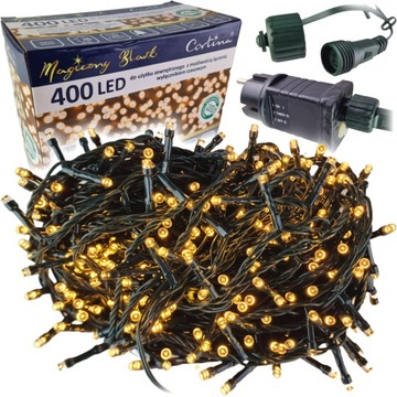 LAMPKI CHOINKOWE 400 LED atest + GNIAZDO TIMER CE NA CHOINKĘ świąteczne