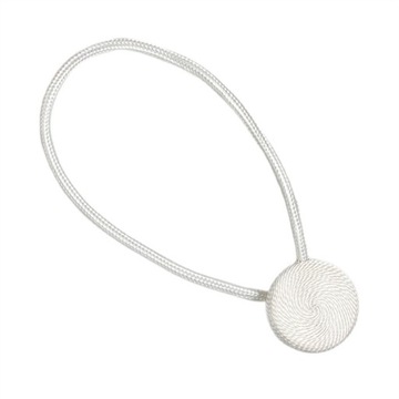 KLASYCZNA BIAŁA KLAMRA PLECIONA NA MAGNES UPIĘCIE DO FIRAN ZASŁON KOŁO