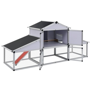 VidaXL Курятник с гнездом и бегалкой, алюминий
