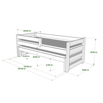 PAWEŁEK DUO двуспальная выдвижная кровать 200x90/190x90 2 уровня