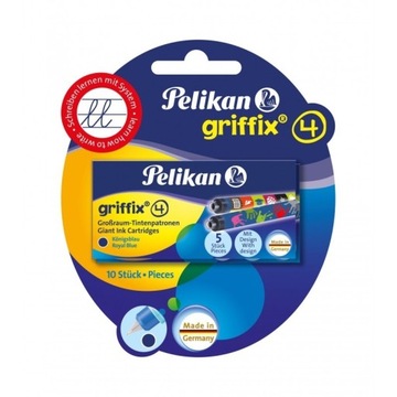 Wkład do pióra wiecznego Griffix Pelikan, kolor niebieski, zestaw 2x5 szt.