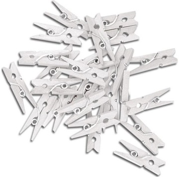 KLAMERKI DREWNIANE MINI BIAŁE 2,5 CM 30 SZTUK