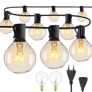 Girlanda Duże Lampki Ogrodowe 7.6m 25x Zewnętrzne