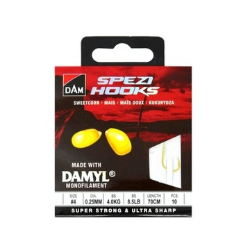 DAM Przypony Spezi Sweetcorn #4 70cm 10szt. 0,25mm