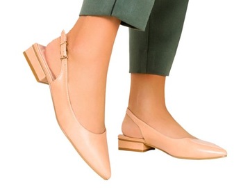 BALERINY DAMSKIE BUTY Z ODKRYTĄ PIĘTĄ SZPIC r 36