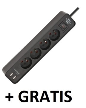 LISTWA ZASILAJĄCA Z ŁADOWARKĄ USB 4 GNIAZDA 1,5M