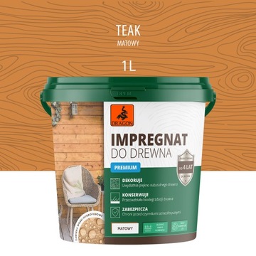 Impregnat do drewna PREMIUM DRAGON 1L TEAK