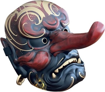 Du?a japońska maska Tengu Samuraj Oni, japońska maska samurajna, maska
