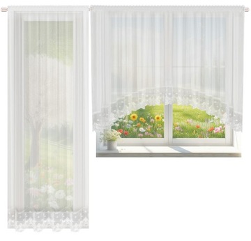 БАЛКОННЫЙ КОМПЛЕКТ с ГОТОВОЙ КРУЖЕВНОЙ ШТОРОЙ, БЕЛАЯ ШТОРА для БАЛКОНА ГОЛОС