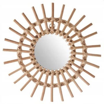 LUSTRO okrągłe BOHO ratan WIKLINA 30cm PRZEDPOKÓJ