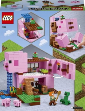 КРЕАТИВНЫЙ ДОМ В ФОРМЕ СВИНЬИ LEGO MINECRAFT С ФУНКЦИЕЙ ВЗРЫВА, НОВИНКА
