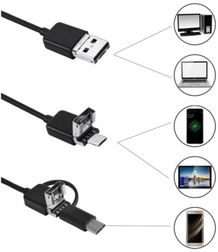 ЭНДОСКОП ANDROID ИНСПЕКЦИОННАЯ КАМЕРА 5M LED USB-C 3в1 ДЛЯ ПК ТЕЛЕФОН RUR