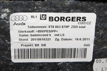 ОБИВКА БАГАЖНИКА GD AUDI A5 SPORTBACK 8T