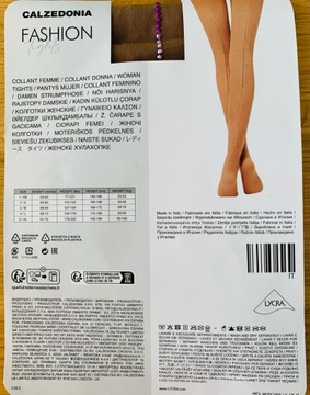 Calzedonia rajstopy tylny kryształkowy szew 30 DEN beżowe cieliste 3/4 M/L