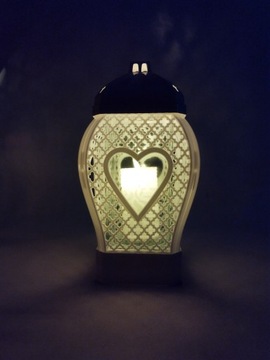 свеча-фонарь Glamour Heart Openwork белая 29 см