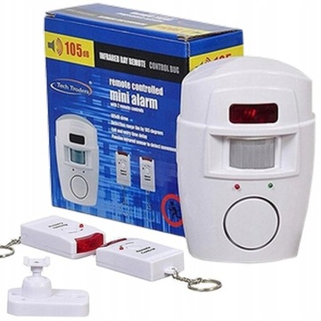 BEZPRZEWODOWY ALARM CZUJNIK RUCHU + 2 PILOTY 105dB
