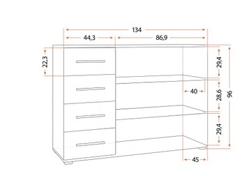 FRIDA 01 135 комод Полки с ящиками большой вместимости ЦВЕТА ПРОИЗВОДИТЕЛЬ