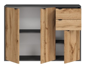 КОМОД ДУБ АНТРАЦИТ WOTAN С ТРЕМЯ ДВЕРЯМИ И ДВУМЯ ЯЩИКАМИ LEO