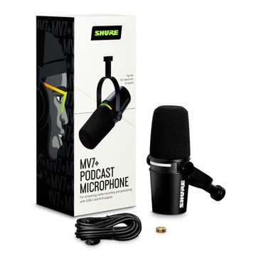 Shure MV7+ (PLUS) mikrofon dynamiczny XLR USB-C do podcastów wokalu radiowy