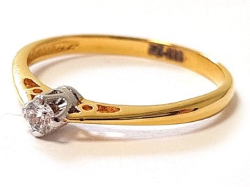 Pierścionek złoty 585 z diamentem zaręczynowy 21r klasyczny błyszczący