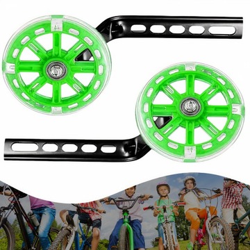 KÓŁKA PODPOROWE BOCZNE DO ROWERU 12-20'LED ZIELONE