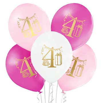 Balony na 4 czwarte urodziny dla dziewczynki party