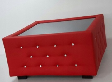 Журнальный столик Н5, мягкая стеклянная скамейка 80х80