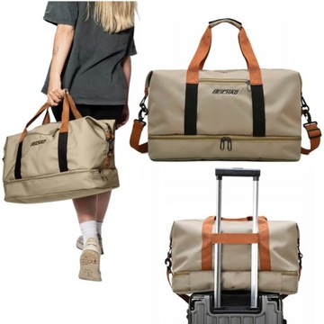 TORBADAMSKA MĘSKA PODRÓŻNA SPORTOWA TURYSTYCZNA BAGAŻ WALIZKA BEŻOWA