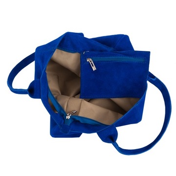 NIEBIESKA TOREBKA ZAMSZOWA KOBALTOWA WOREK ZAMSZ NATURALNY SKÓRA