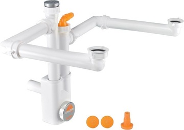 LIRA SPAZIO 2 СИФОН, компактный для моек с двумя чашами,