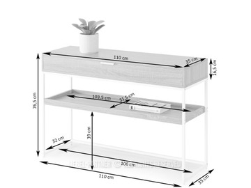 Ввременная консоль зала с ящиком и полкой нора XL Black Oak