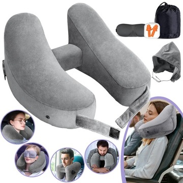 NADMUCHIWANA PODUSZKA NA SZYJĘ, ERGONOMICZNA PODUSZKA PODRÓŻNA DO SAMOLOTÓW