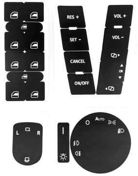 8 SOUČÁSTEK NÁLEPKA OPRAVIT KNOFLÍKU NA PANEL VW TOUAREG 2004-2009