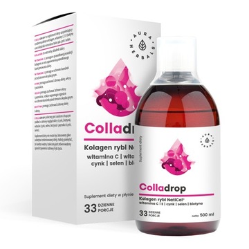 Aura Colladrop Kolagen rybi z witaminą C do picia 500ml płyn