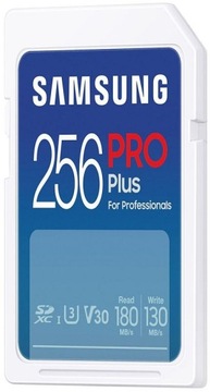 Карта памяти Samsung SDXC PRO Plus 2023 256 ГБ V30 U3 UHS-I (180 МБ/с)