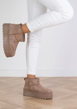 БЕЖЕВЫЕ СНЕЖНЫЕ БОТИНКИ С УТЕПЛЕНИЕМ БОТИНКИ НА ПЛАТФОРМЕ 37