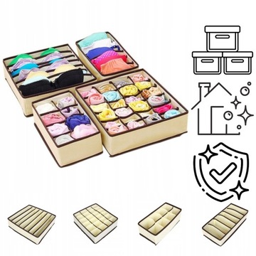 ЯЩИК-ОРГАНИЗАТОР, ШКАФ ДЛЯ БЕЛЬЯ, НОСКОВ, ОДЕЖДЫ, БОЛЬШОЙ НАБОР ИЗ 4 ПРЕДМЕТОВ