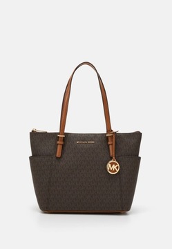 Brązowa torebka z monogramem JEST SET ITEM od Michael Kors