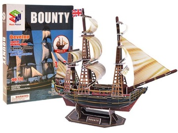 PUZZLE 3D 4D DUŻY STATEK MODEL OKRĘTU BOUNTY 46 X 42 CM