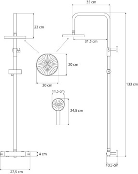ДУШЕВОЙ НАБОР CALANI DAYTON ХРОМ МЕТАЛЛИК