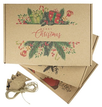 Ekologiczne PUDEŁKO ŚWIĄTECZNE Pudełko KARTONOWE na prezent ŚWIĘTA 3 sztuki