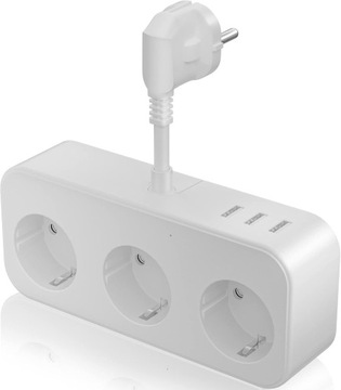 Listwa zasilająca 3 porty USB, 3 gniazda z krótkim kablem 0,1 m, 3840W MAX