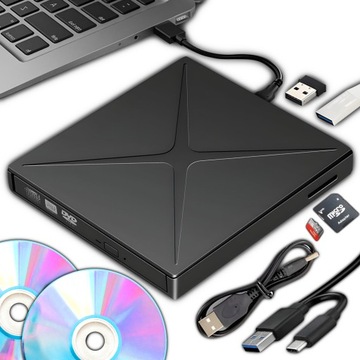 Napęd CD-R/DVD-ROM/RW zewnętrzny USB-C 3.0 nagrywarka ODTWARZACZ czytnik