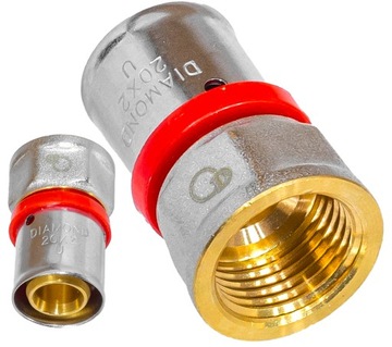 ZŁĄCZKA MUFOWA ZAPRASOWYWANA PEX ALUPEX FI 20x1/2 GW MOCNY MOSIĄDZ DIAMOND