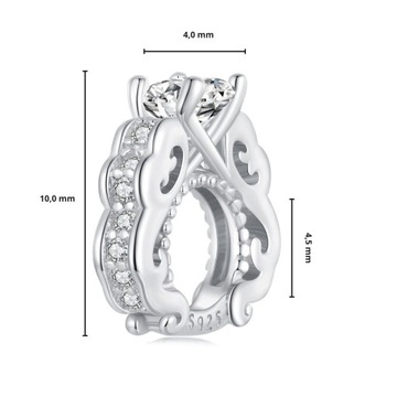 G542 Pierścionek zaręczynowy srebrny charms kryszt