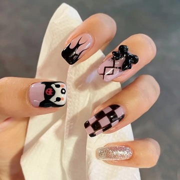 Sanrioed Kuromi Manicure Patch Fake Nail Patch Removable Nail Piece Wearing