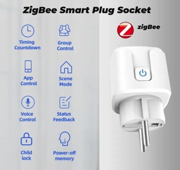 Розетка Tuya Zigbee белая 20А, 3690 Вт, Розетка для ваттметра - программатор