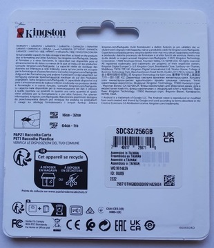Kingston microSDXC Canvas Select Plus 256 ГБ 100R/85 Вт класс 10 UHS-I